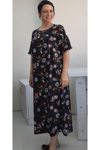 Mertcan Butik Φόρεμα με κοντό μανίκι βισκόζης - Κομμένο με κορδόνι στο μπροστινό και πίσω μέρος