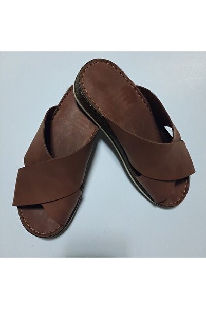 KAPAR Χρώμα καφέ 100% γνήσιο δέρμα - Άνετες παντόφλες με φαρδιά εφαρμογή χωρί...