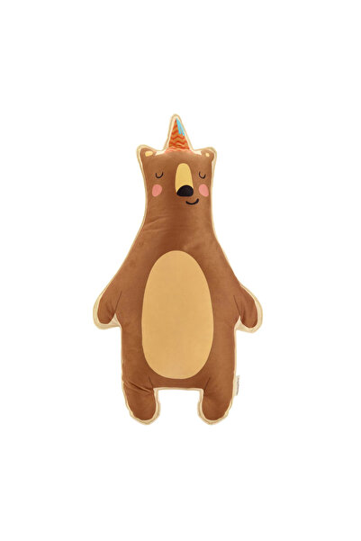 SHIVA Gift & More Cute Pillow with Bear Figure - Brown - 28x50 cm Plush Toy, ...