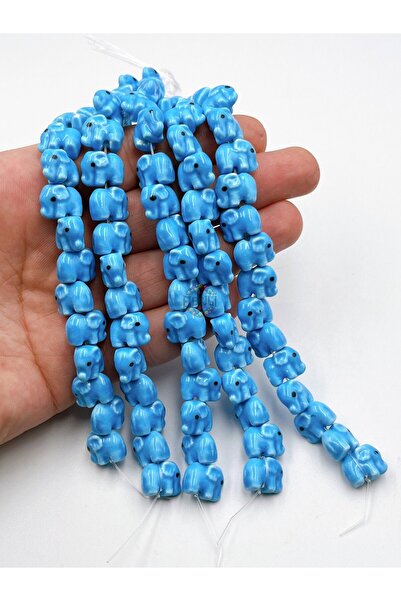 Ebruli Boncuk 11 Mm Mavi Filler 5’li Seramik Takı Yapımı Bileklik Aksesuar Bo...