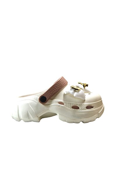 Onlo Ayakkabı PRT.0012 شبشب نسائي بيج مغلق من الأمام ونعل عالٍ