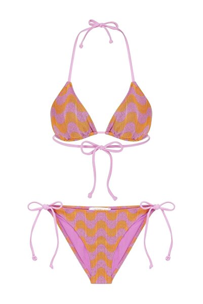 AQUELLA Πλεκτά Πλεκτό πολύχρωμο τριγωνικό σετ μπικίνι