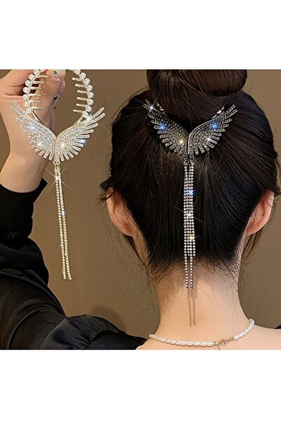 ella'nın çarşısı Agrafă pentru coc din metal negru cu bijuterii. Clip cu biju...