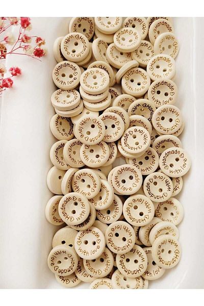 ilmekhobievi Handmade Wooden Button Set 15 Pieces 15mm