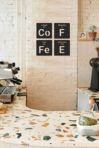 FAHA Siyah Ahşap Coffee Duvar Dekoru - Mutfak Cafe Kahve Köşesi Için Lazer Ke...