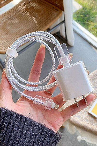 WANNACASE iPhone 20W Uyumlu Şeffaf Şarj Başlığı Adaptörü Koruma Kablo Koruyuc...