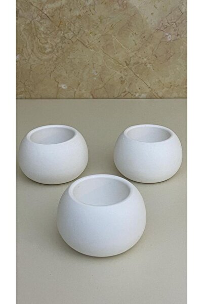 LİLYA BOTANİK El Yapımı 3'lü Beyaz Yuvarlak Kaktüs - Sukulent Saksı | Mumluk ...