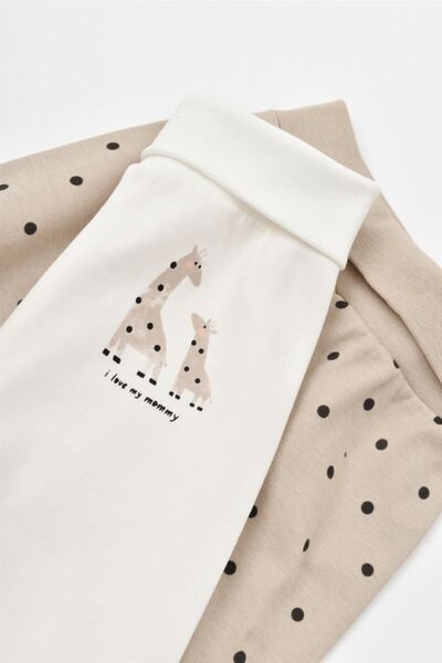 BabyCosy Organic Giraffe Patterned 2-Piece Trousers with Booties