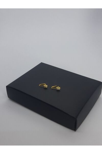 Set 925 Ayar Gümüş (2 Adet) Altın Kaplama Zirkon Taşlı (Deliksiz) ''Yıldız'' Hızma(En:4mm Boy 4mm)