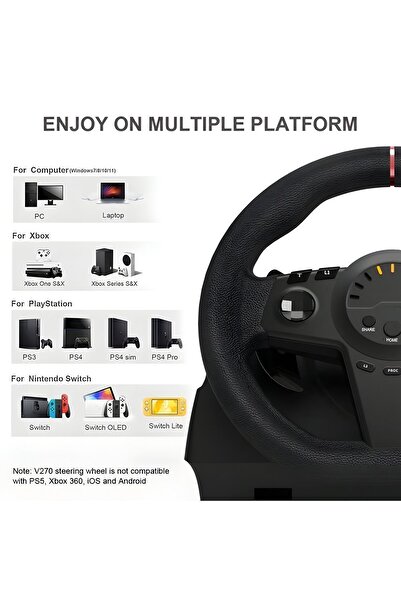 YUES GT10 Direksiyon Seti 270° Vitesli Oyun Direksiyonu, PS4 Xbox X|S/One • Switch • PC Uyumlu