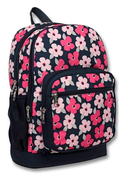 ÜMİT ÇANTA Cennec Four Compartment Black Red Flowers Primary School Backpack Set - Girl