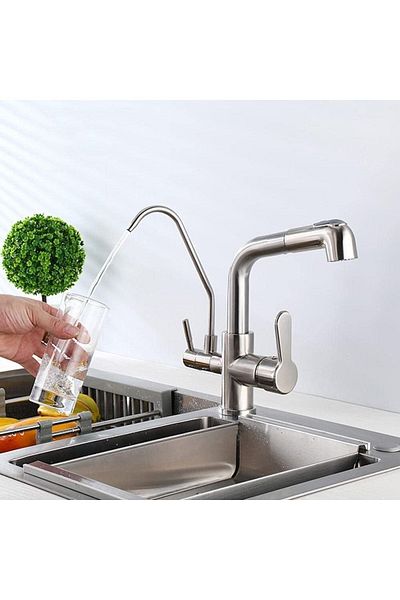 OEM Kitchen Sink Faucet with Dual Flow Water Purification Outlet New Matte Chrome Nickel Imported