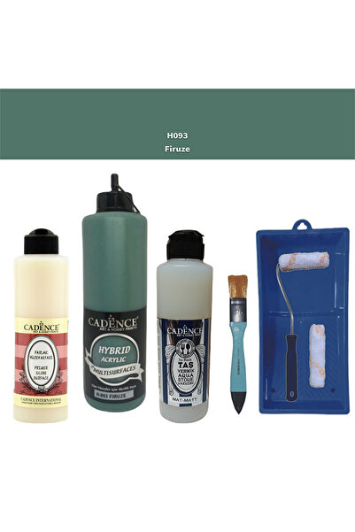 Cadence Banyo Mutfak Boyası-Cadence Multi H-093 Firuze  500Ml Pya250Ml Taş Vernik Mat 250Ml Saten Rulo