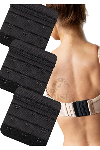 ODISE Черен 3x3 кукиран нееластичен удължител за сутиен - 3 части (AGRAF)