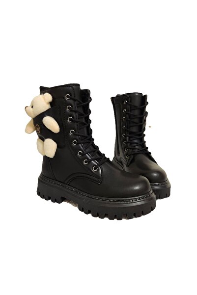 YTA AYICIKLI FERMUARLI SİYAH KIZ ÇOCUK BOTU