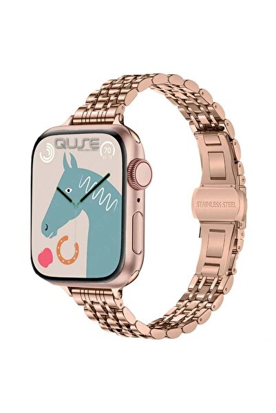 Quse Apple Watch 46/45/44mm & Series 1-3 42mm ile Uyumlu Slim Jubilee Metal K...
