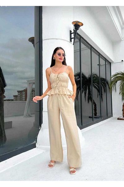 Valeur Blouse and Trousers Set - Drawstring Detail