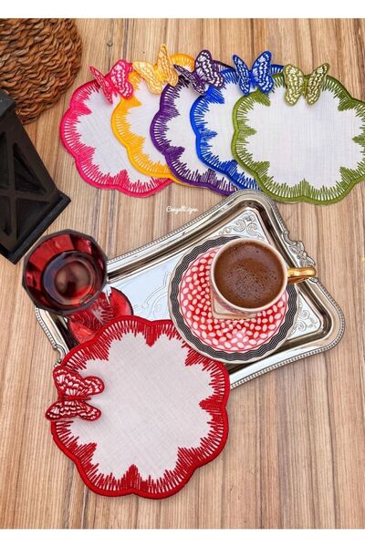 Çengelli İğne منديل كوكتيل على شكل فراشة ملون مكون من 6 قطع