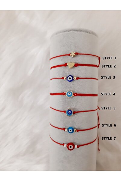 LUCKY ACCESSORIES Kırmızı Ip Nazar Boncuklu Şans Uğur Bilekliği