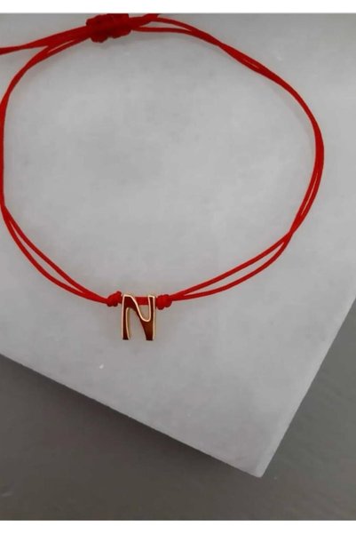 LUCKY ACCESSORIES Kırmızı Harf Şans Bilekliği N HARFİ