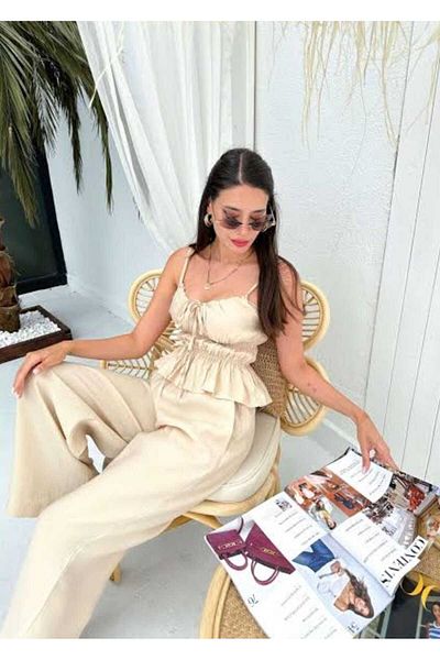 Valeur Blouse and Trousers Set - Drawstring Detail
