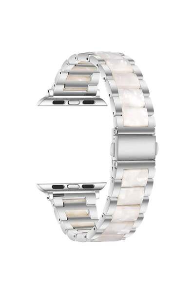 Quse Apple Watch 46mm/45mm/44mm & Series 1-3 42mm ile Uyumlu Seramik Metal Ko...
