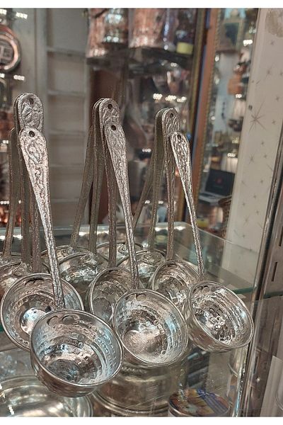 Bakır Center Copper Ladle Copper Spoon Small Elegant Stylish Ayran Ladle 6-piece set
