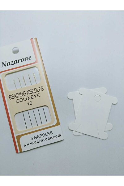 Eskişehir hobi sanat إبرة ميوكي بخرز رملي مرن ذهبي وبطاقة تغليف - مقاس 16 عبو...