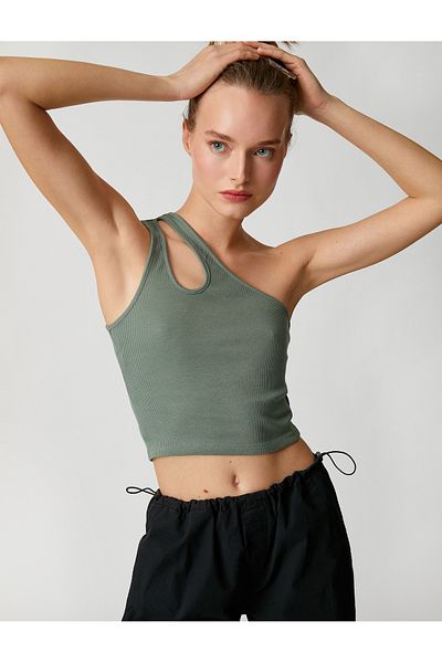 Koton Crop Ribbed Athlete One Shoulder mit Fensterdetail
