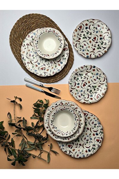 tabakevi TABAK EVİ Fulya Colorido Porselen Yemek Takımı 6 Kişilik 24 Parça