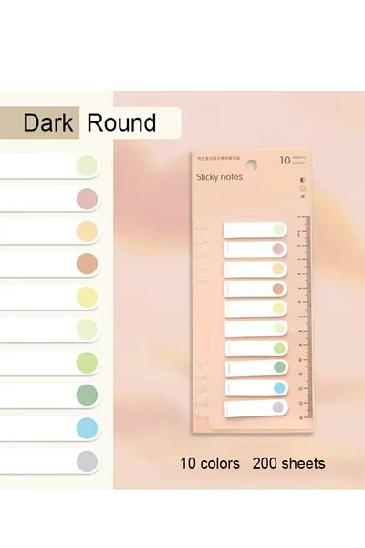 NaSaDAN Transparent Adhesive Note Paper - 10 Colors, Pastel Tones, Point 200 Sheets