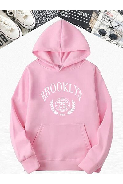 BENROMA Φούτερ με κουκούλα PINK BROOKLYN 25 Oversize - Printed