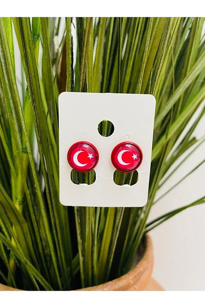 1PARÇAMAVİ Turkish Flag Moon Star Earrings - Children's Earrings - Women's Earrings - April 23