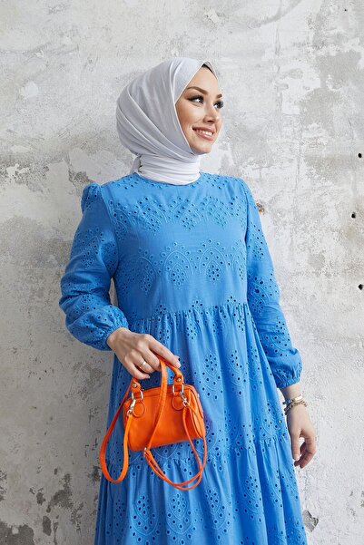 She Olive Φόρεμα Guipure Hijab-μπλε