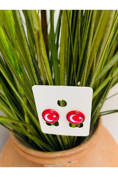 1PARÇAMAVİ Turkish Flag Moon Star Earrings - Children's Earrings - Women's Earrings - April 23