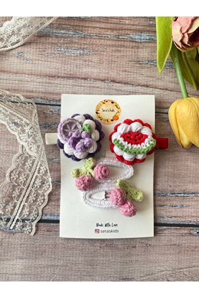 seraskids Fruity Hand Knitted Baby and Children Hair Clip set
