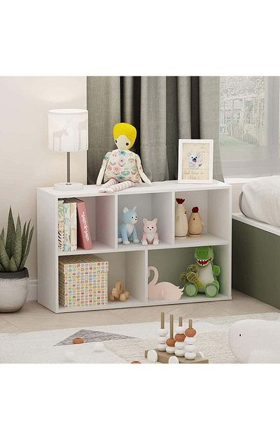 Modern home Multifunctional Shelf for Kid's Room and Office - Organizer for Toys, Books, and Supplies, White