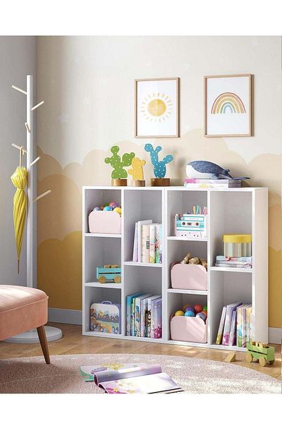 Modern home Multifunctional Shelf for Kid's Room and Office - Organizer for Toys, Books, and Supplies, White