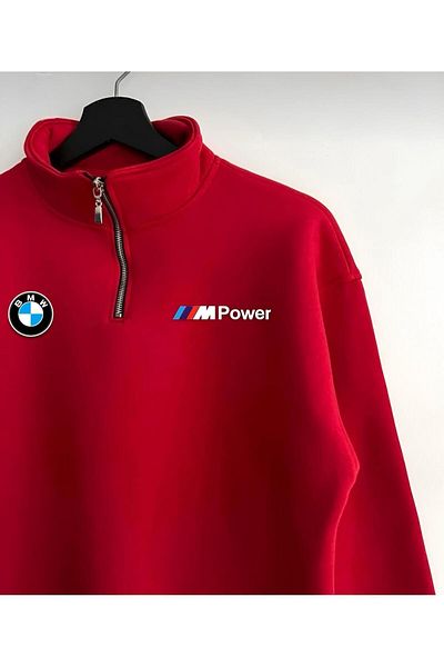 NewCabin Единичен памучен суичър BMW MPOWER с половин цип