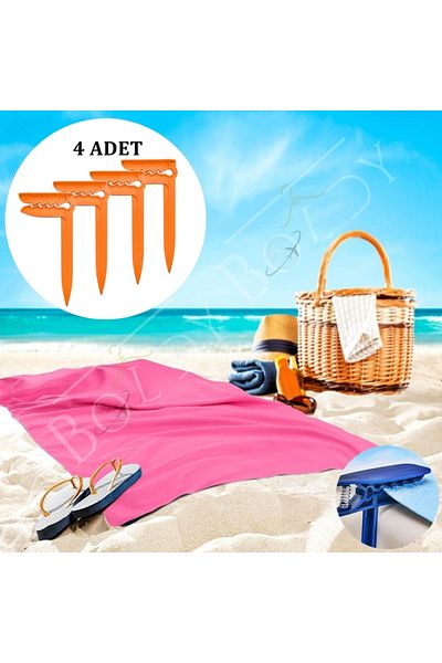 Boldy 4-piece Beach and Spring latch - Towel Stake and Stabilizer - Towel Holder