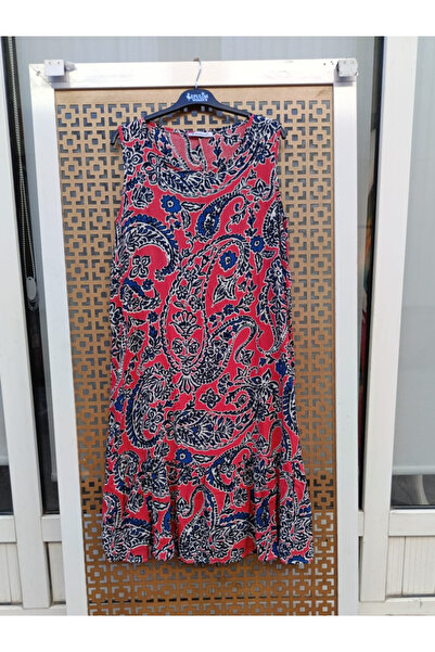 Çınar boutique Viscon Sıfır Kol Ebise-Kırmızı - L/XL