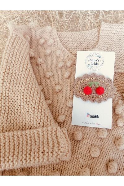 seraskids Children's and Adult Knitted Hair Clip - Cherry