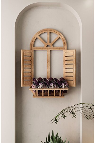 DOKTOR AHŞAP Duvar Dekor Panjur Duvar Rafı 63x54cm