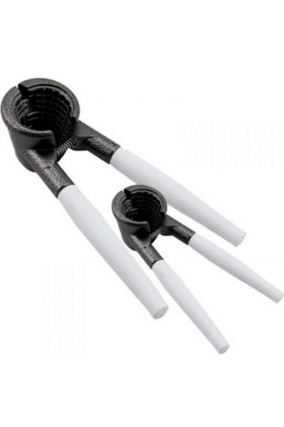 Star 2-Piece Hard Plastic White Handle Cast 2-Piece Walnut and Hazelnut Cracker Set 2 Pieces