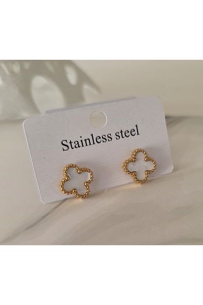 stainles steel أقراط الذهب الأبيض الصلب