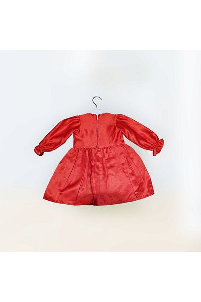 Mininaf flower embroidery scallop collar cotton satin children's dress