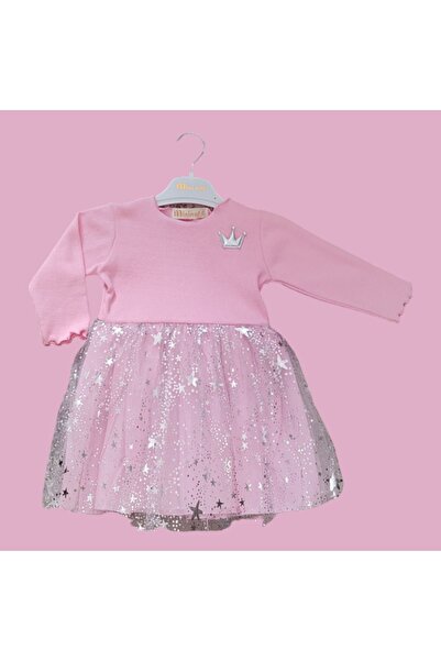 Mininaf Yıldız baskılı kız çocuk elbise