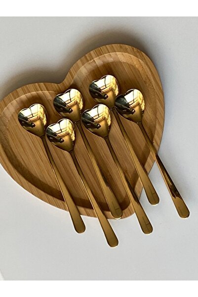 Kitchen Design Lab Gold Kalp Şekilli 6'lı Dondurma Ve Tatlı Kaşığı - Kutulu, Altın Renk Dondurma Ve Tatlı Kaşığı 6 Adet