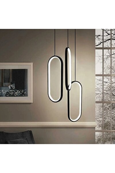 Pera Teska / Sarkıt Avize / 3 Elips / Antrasit Gövde / 3 Renk Işık / 3 Yıl Ga...