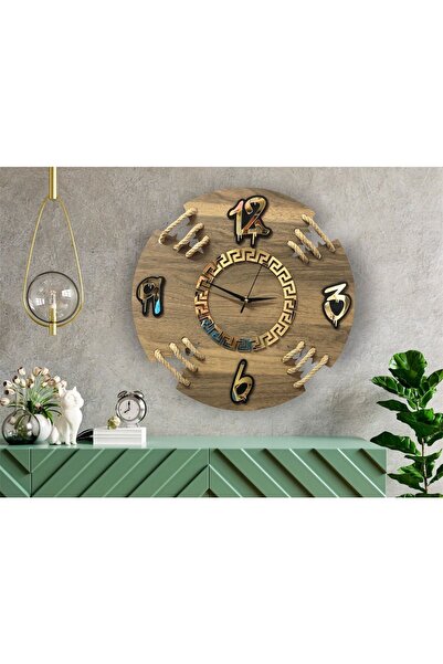 Genel Markalar Halatlı Modern Tasarım Ahşap Duvar Saati,duvar Saati,ahşap Saat,wall Clock,saat,wall Decor